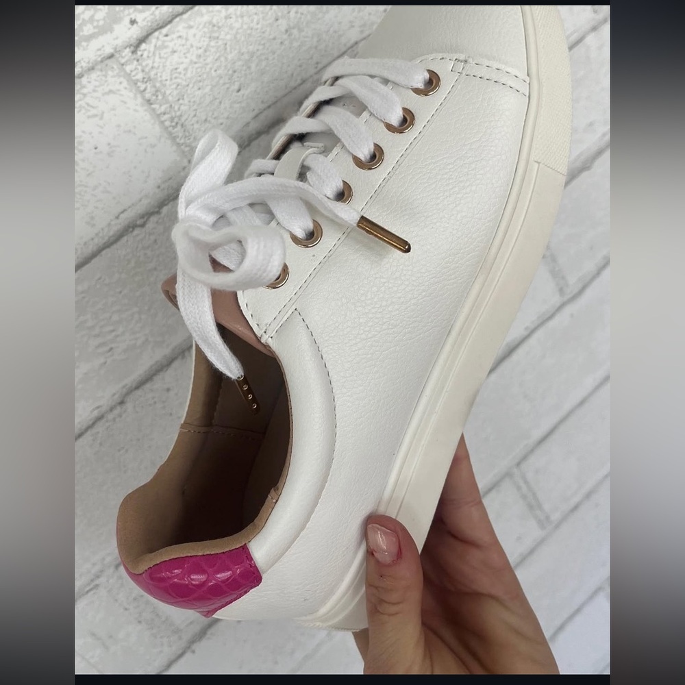 MIA White and Pink Sneakers with Leather Finish